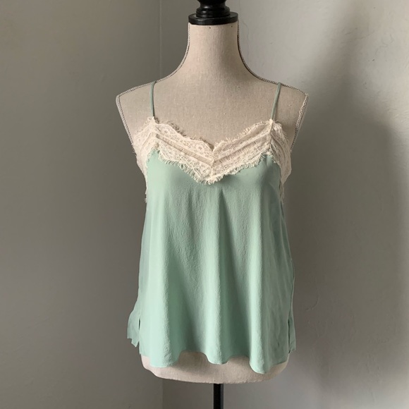 Zara Tops - NWT Zara seafoam green and cream lace camisole size: S